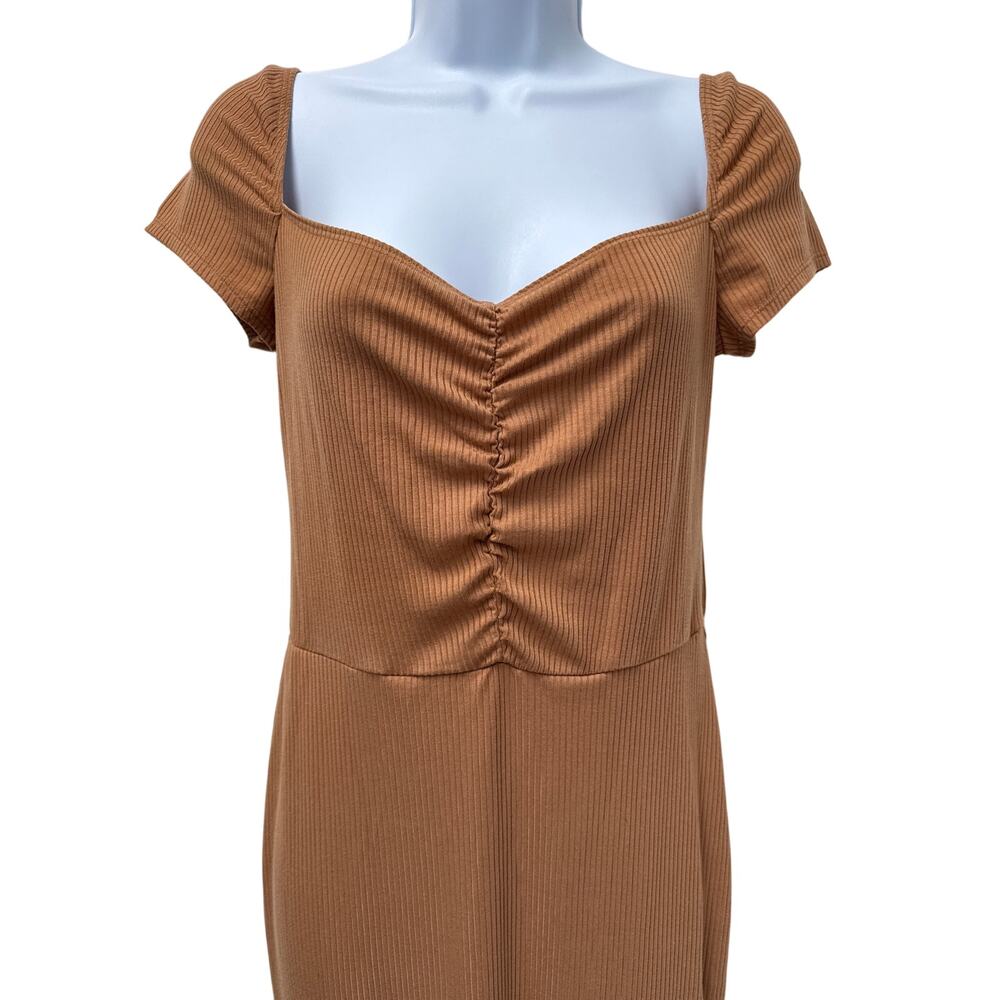 Bodycon Ribbed Knit Dress Size Large Butterscotch Back Slit Reformation Bleeker - Picture 3 of 14